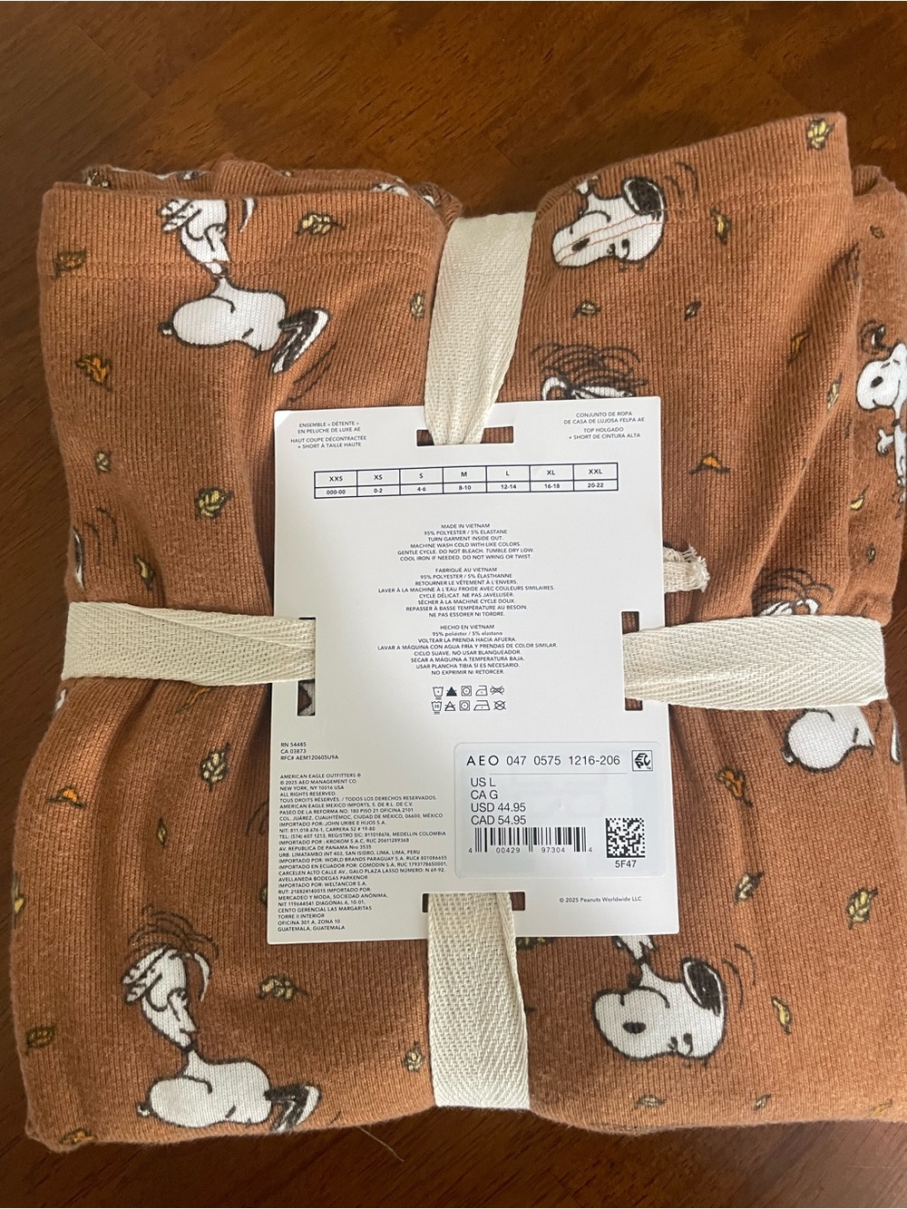 American Eagle Outfitters Rust Snoopy Print Plush Loungewear Set - Picture 2 of 3